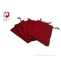 Red Thick Velvet Pouch With Embroidery Logo For Mobile Phon